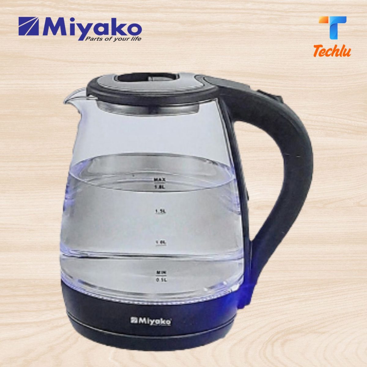 Miyako Automatic Electric Kettle Glass Body 1.8 Ltr MJK-180 Gls Miyako Automatic Electric Kettle Glass Body 1.8 Ltr MJK-180 Gls