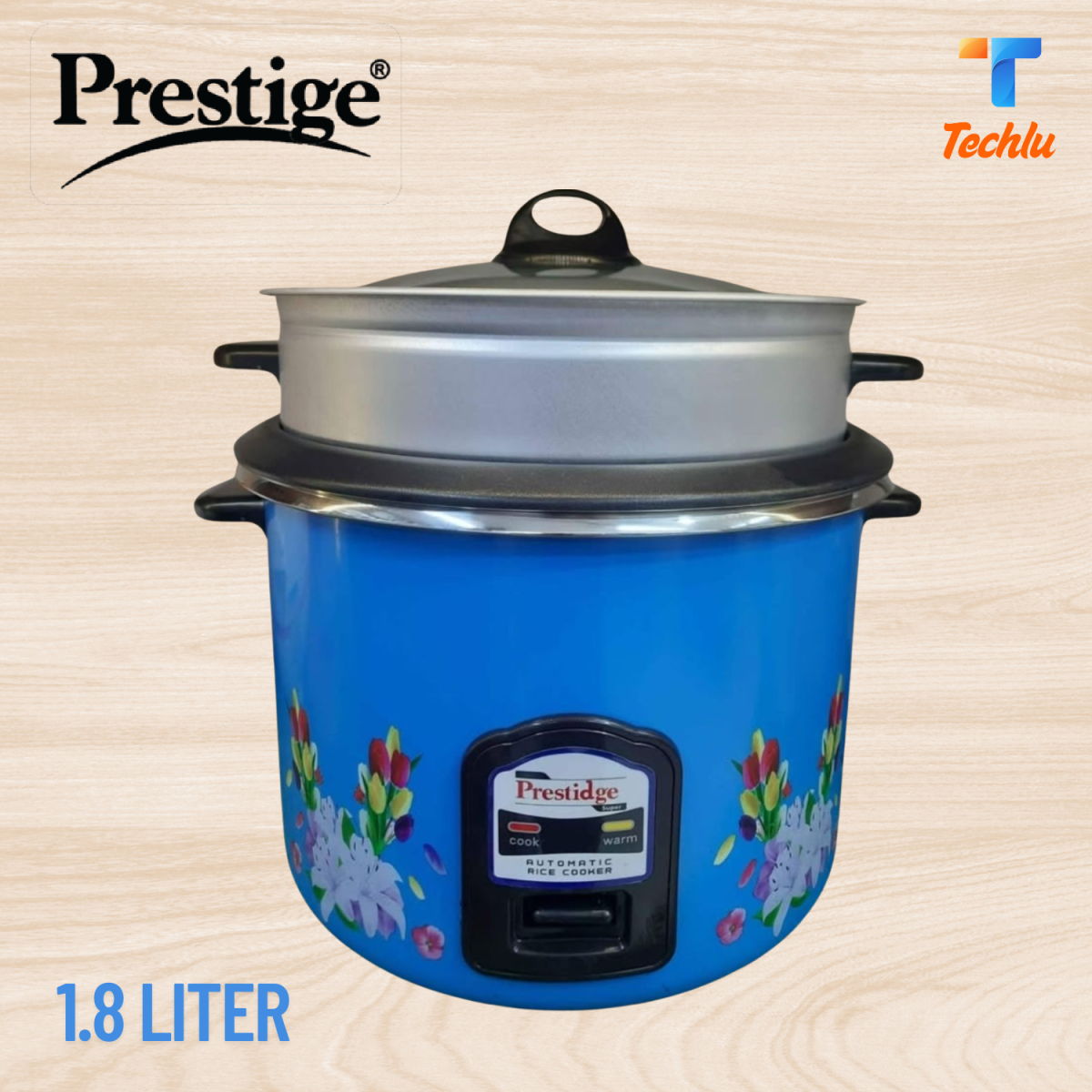 Prestidge Automatic 3 in 1 Rice Cooker and Keep Warming Double Pot (SS Pot+non-stck pot) 1.8 Ltr.