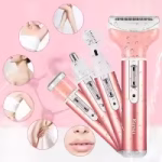 Kemei 4 in 1 Multi-functional Rechargeable Body Shaver Beard Eyebrow Nose Trimmer for Women KM-6637